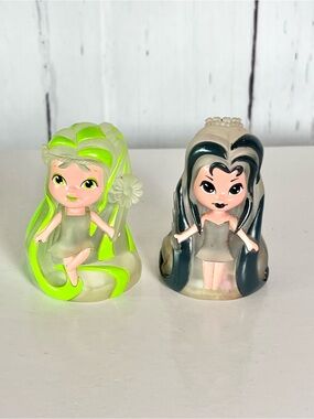 Vintage WowWee Lite Sprites Set: Meadow (Green) & Bleak (Black) Figure, no wands